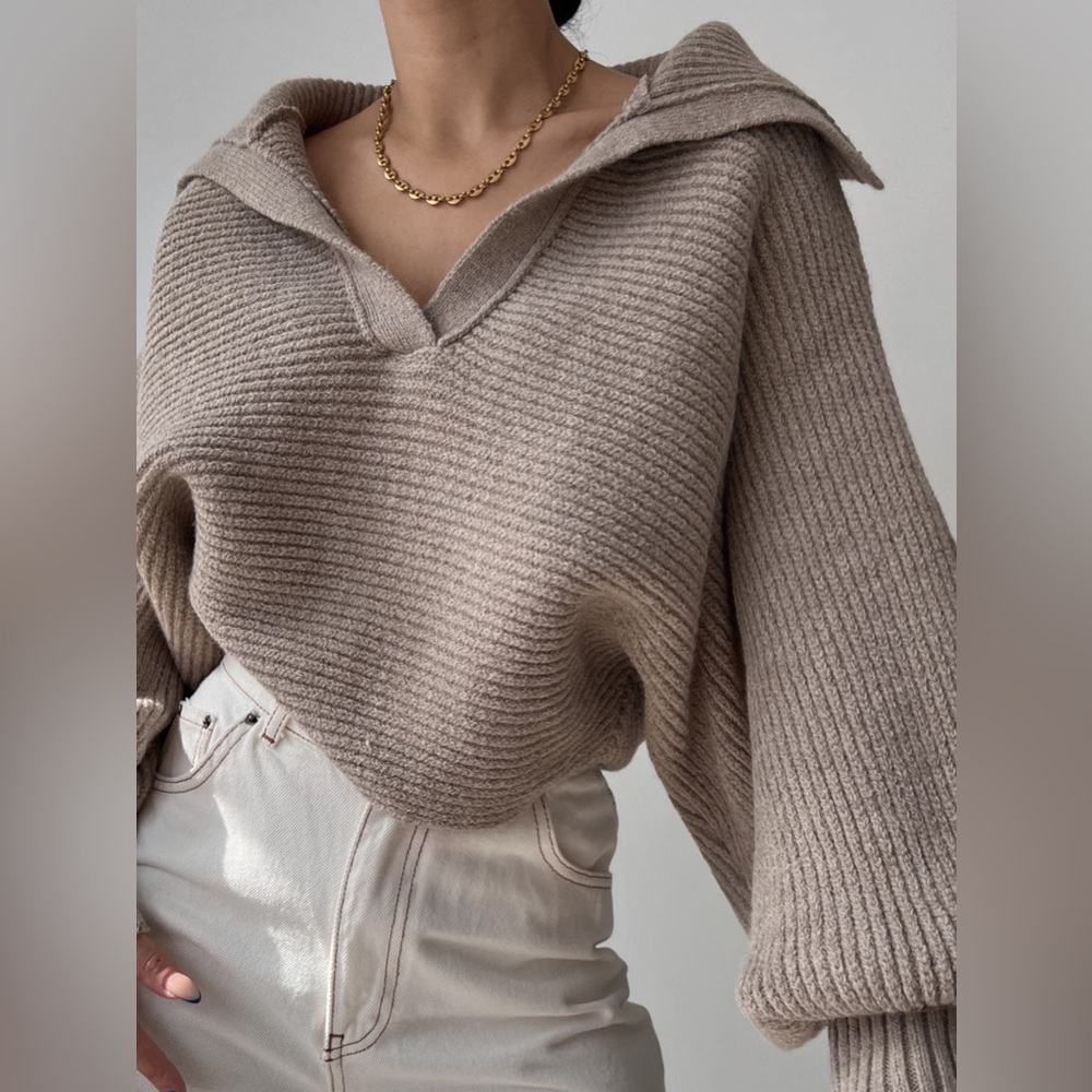 Zara Brown Ribbed Sweater - Picture 2 of 9